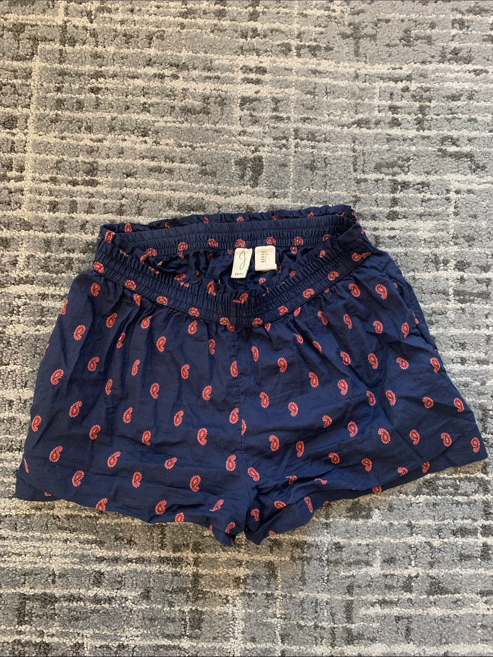 Joie Navy Blue Shorts with Red Paisley Print